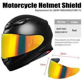 Motorcycle Helmet Visor, Motorcycle Helmet Visor, Motorcycle Wind Shield Helmet Lens Visor Shield, Full Face Fits Z8 NXR2 RF1400 RF-1400 CWR-F2 CWR-F2R X15 X-Fifteen X-SPR Pro (Red)
