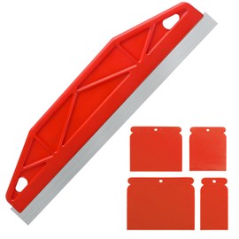 Cutting in Tools for Painting, 12inch Paint Cutting in Tools with a Four-Piece Paint Guard, Stainless Steel Paint Shield Cutting in Tool Smearing Repairing Wallpape (Red）