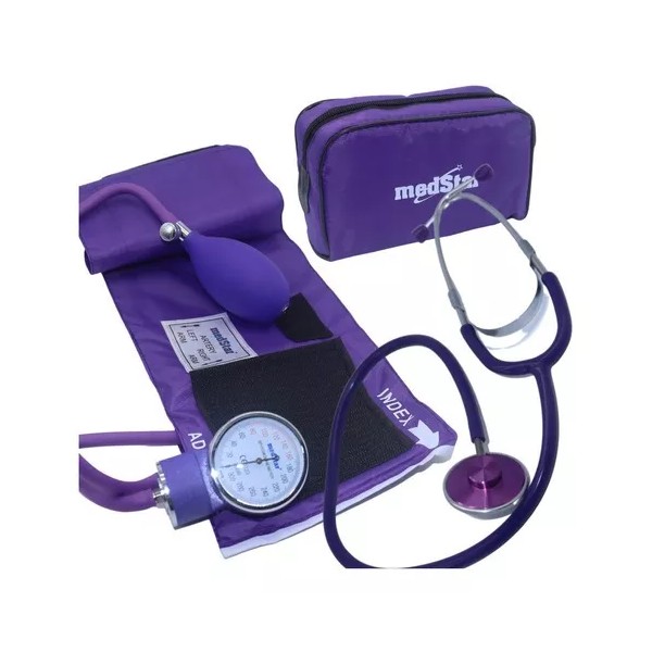 MedStar Baumanómetro Aneroide Kit Con Estetoscopio De Una Campana Color Violeta