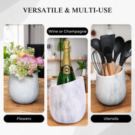 Marble Hives Marble Wine Chiller- Premium Wine Chiller Bucket- Perfect Wine Bottle Chiller- Keep Your Champagne Chiller and Safe- Easily Holds 750ml Bottle - Wine Cooler (White new)
