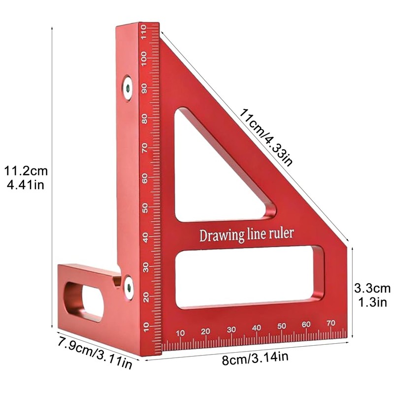 square protractor,Multi Angle Measuring Ruler, Aluminum Alloy Woodworking Square Protractor,