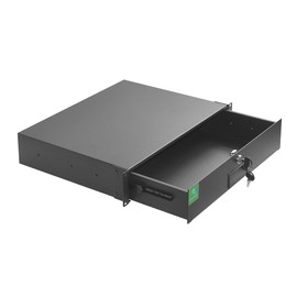 RIVECO 2U Rack Drawer Rack Mount Drawer for 19” Network Equipment & Server Rack Cabinet Lockable Deep Drawer with Key Black