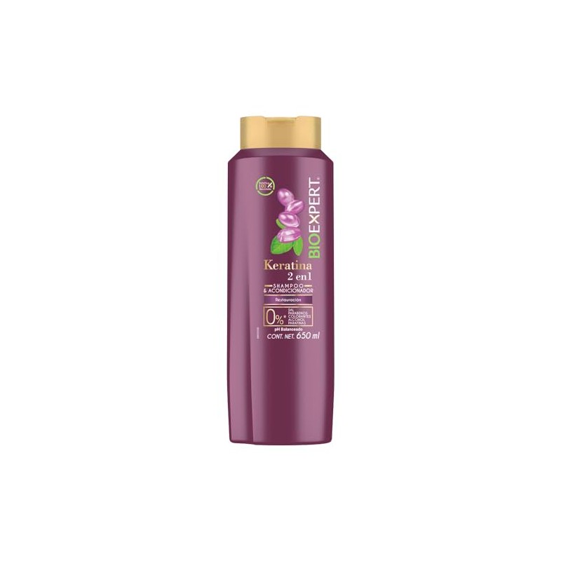 Shampoo Bioexpert 2 en 1 Keratina Restauración 650 ml