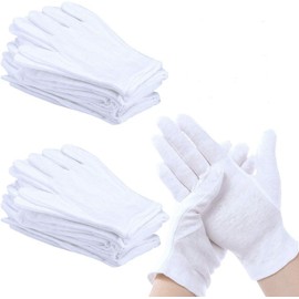 PERFETSELL 6 Pairs White Gloves Cotton Soft Cotton Gloves Breathable Work Gloves Women's Fabric Gloves for Inspection of Jewellery Coins Silver or Sensitive Surfaces
