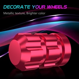 QUARKACE Tire Valve caps, Universal Valve Stem Caps for Car, Motorcycle and Bike, Non-Fading Bright Color, Corrosion Resistant Coating, Air Leakproof Metal Tire Caps 4 Pack - Red