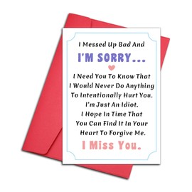 Funny Apology Card for Him Her, I Messed up Card for Man Woman, Forgive Me Card for Friends Family, I Miss You Card, I'm Sorry Card, Unique Apology Gifts for Friends, Wife, Girlfriend, Im Sorry Card.