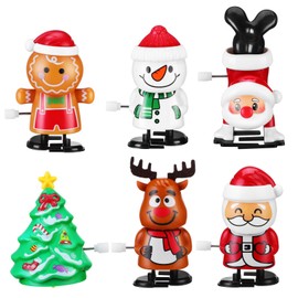 Toddmomy 6 Piece Christmas Wind Up Toy Assortment Christmas Stocking Filler Clockwork Toy Gift Bag Filler