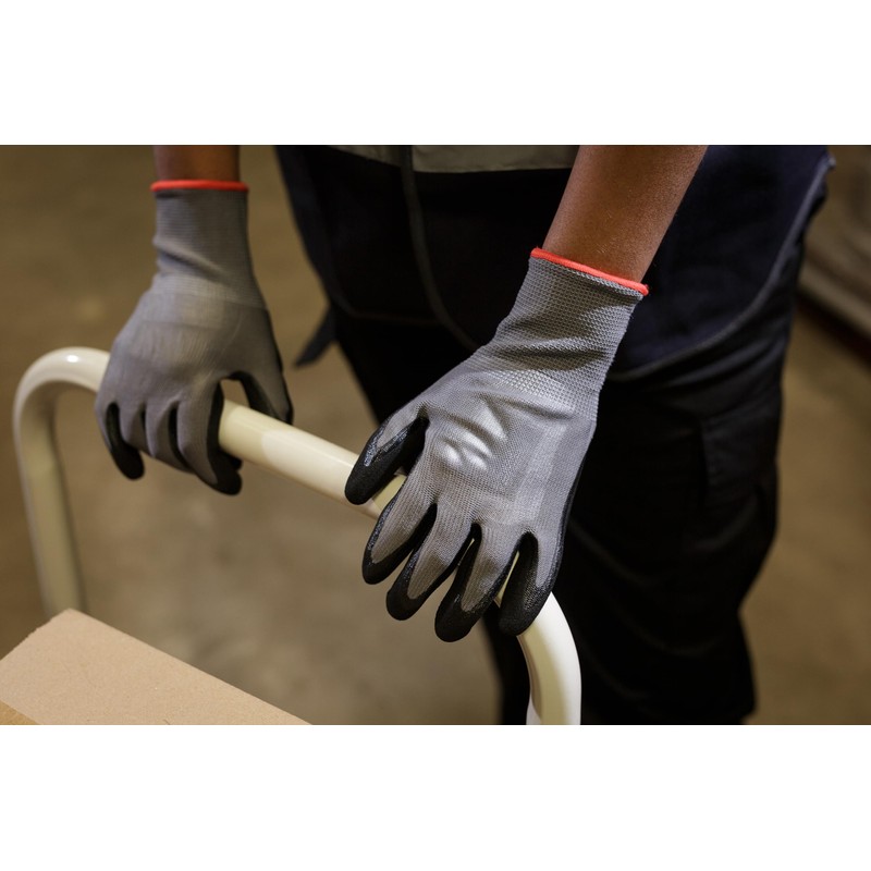 Baratec 12 x Super Grip Flat Nitrile Safety Work Gloves,