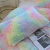 chovy Faux Fur Plush Tie-Dyed Pink Comforter Sets King -