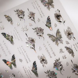 5D Embossed Spring Nail Art Stickers Flower Nail Stickers Self-Adhesive Butterfly Nail Decals Summer Nail Art for Acrylic Nails Press on Flower Nail Supplies for Women Girls Manicure DIY