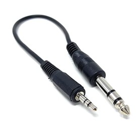 DRUT 25cm short 3.5mm to 6.35mm (1/4") Stereo Jack Plug to Plug, Male to Male Audio Lead Cable 0.8ft