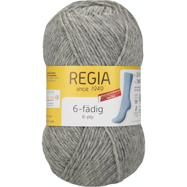 Schachenmayr Regia Hand-Knitting Yarn, 6-Ply, Plain, 50 g, Flannel, Streaked