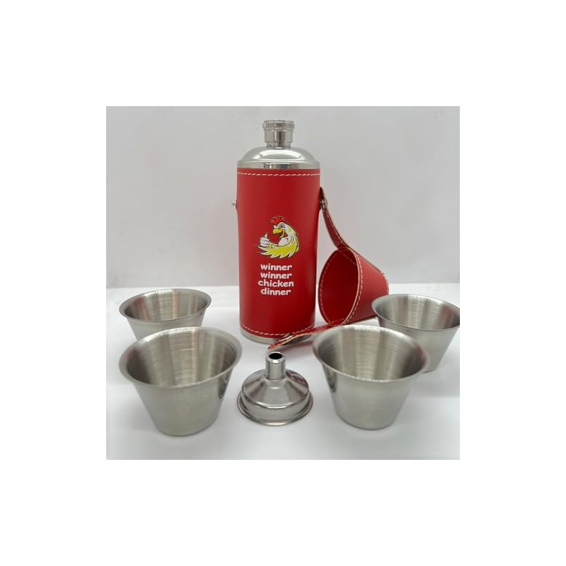 Giggle Golf Winner Winner Chicken Dinner 8 oz Red Flask