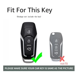 ontto Car Key Fob Cover Fit for Ford Focus 3 4 ST Mondeo 5 MK5 Mustang F-150 Explorer Edge Fiesta Kuga MK3 4 Smart Key holder Alloy Leather Shell case keyring keychain protector accessories Black A