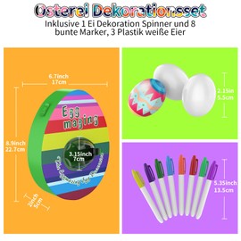 Easter Egg Decoration Set, Motorised Easter Egg Machine, Easter Egg Decorator Kit with 8 Markers and 3 Eggs, Easter Egg Decorating Machine with Spinner for Easter, Crafts, Family Parties (Green)