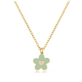 Made by Nami Filigree Women's Gold Necklace with Heart Flower or Clover Pendant Made of Surgical Stainless Steel 40 + 5 cm Gold Jewellery Waterproof Jewellery Friendship Chains, Stainless Steel