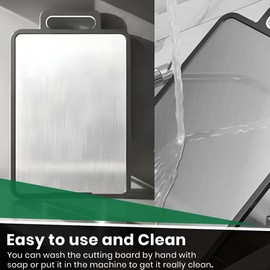 SafaWare stainless steel cutting board's best cutting board for kitchen double sided cutting boards with onion holder cutting boards for kitchen (Grey) xlarge cutting board 16.54"x10.63"