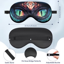 2 Pcs Sleep Mask for Kids Boys, Silk Eye Covers for Sleeping, Adjustable Strap & Light Blocking Design, Adult Children's Bedtime Blindfold for Travel and Home Use (Red Dinosaur Eyes)