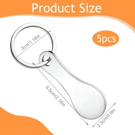 WOUMON Pack of 5 Shopping Trolley Remover, Shopping Chip Key Ring with Shopping Token, Metal, Shopping Trolley Keyring, Silver, Easy to Carry (Style 2)