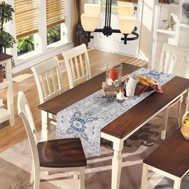 Snycler Table Runner Boho Table Runners Vintage Elegant Farmhouse Table Center Linen Decor for Home Dining Party Entrance (13x108 Inch) Boho-White