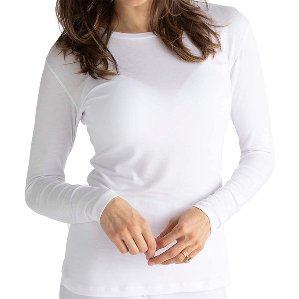 AD RescueWear Eczema Clothing for Adults - White Long Sleeve Shirt for Women - Itch Relief, Ultra-Soft, and Eco-Friendly No Zinc or Dyes (Medium)