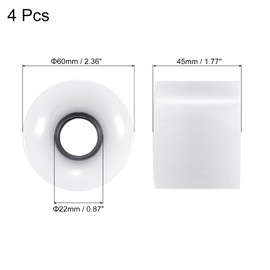 PATIKIL 60mm Longboard Wheels, 4 Pack Skateboard Wheel Street Wheels for Skateboards Cruiser Wheels Replacement 78A, White