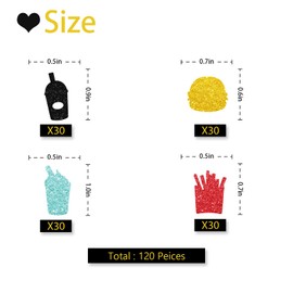 Fast Food Confetti, Gold Glitter Hamburger Fries Table Confetti, Fast Food Paper Confetti for Kids Birthday Party, Fast Food Cut Out for Baby Shower Party Table Decoration