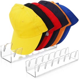 KEWILLEN Hat Racks Acrylic 2Pcs Hat Stand for Baseball Caps Display & Organizer, No Install Hat Holder for 14 Baseball Caps, Acrylic Cap Organizer for Bedroom, Closet, Dresser, Countertop