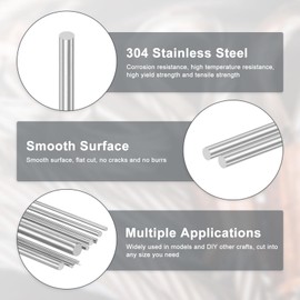 M METERXITY 20-Pack 304 Stainless Steel Solid Round Rod, 3.5x200mm Metal Solid Shaft Rods for DIY Craft/Model Car/Helicopter Airplane/Metal Working, Lathe Bar Smooth Stock [0.13x7.87IN]