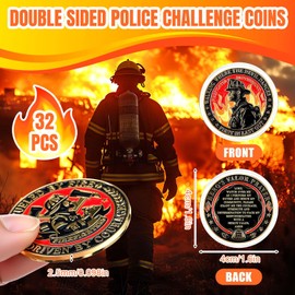 Equsion 32 Pcs Firefighters Challenge Coins Thank You for Your Service Firefighters Gifts Patriotic Collectibles Commemorative Coins for Men Women Veterans Day Independence Favors