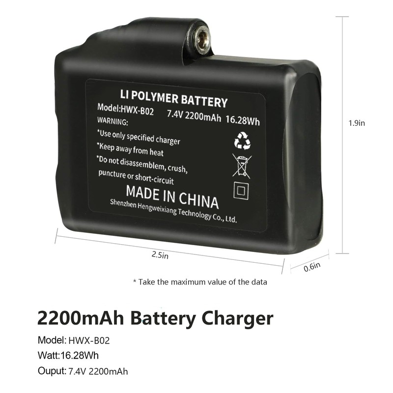 CUEHEAT 7.4V Heated Glove Liners Rechargeable Lithium Polymer Battery, for