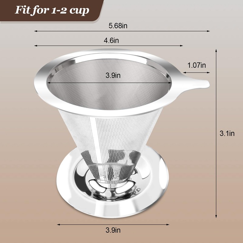 Pour Over Coffee Dripper, Slow Drip Paperless Coffee Filter, Pour