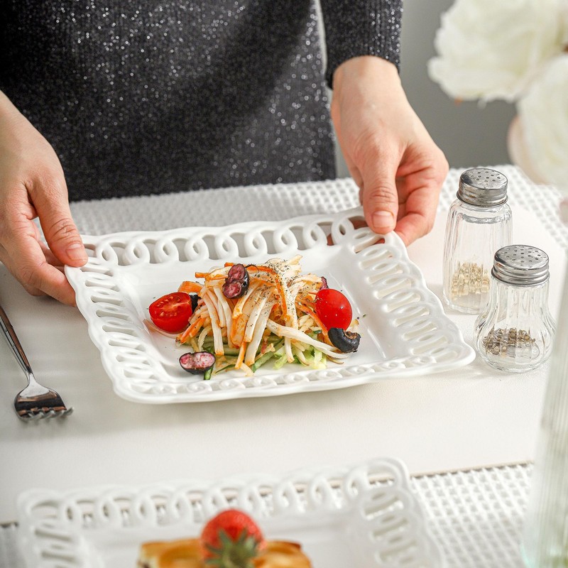 Ceramic Square Dinner Plates, 11 inch Square Serving Plate Set