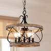 16“ Farmhouse Chandelier Light Fixture, 5-Light French Country Wood Chandelier