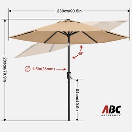 ABCCANOPY 7.5FT Outdoor Patio Umbrella, UV Protection Table Umbrella w/Crank for Easy Set Up, Suitable for Garden, Lawn, Deck & Backyard (Tan)
