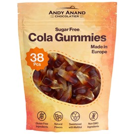 Andy Anand Sugar Free Cola Gummies, 38 Pcs - Chewy, Fruity, Gluten-Free Candy Made in Europe, Perfect for Parties & Movie Nights (7 oz)