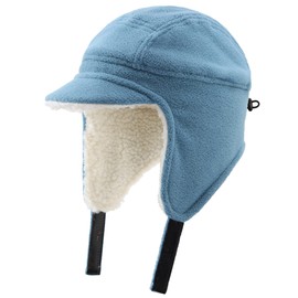 Connectyle Sombreros de Invierno para niños pequeños, Gorro de Forro Polar cálido con Visera, Azul Claro, 2-6 Años