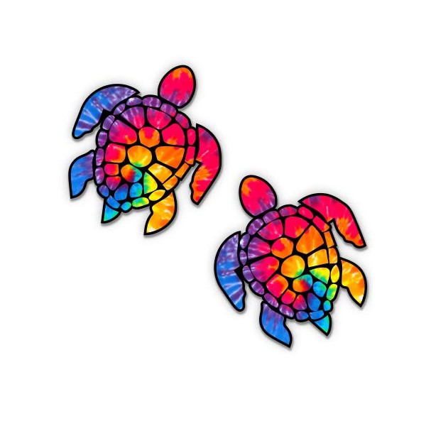 GT Graphics Colorful Sea Turtles Set - 14" Each - Large Size Vinyl Stickers - for Truck Car Cornhole Board