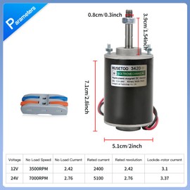 High Torque DC Motor 12V/24V, DIY Project Quiet Motor Permanent Magnet Motor with Cable Connector for Electric Motors and Generators, 30W CW/CCW 3500/7000RPM Motor (Threaded Rotating Shaft)