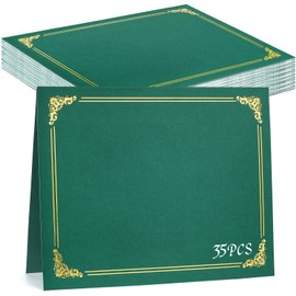 gisgfim 35Pcs Certificate Holders Diploma Covers Single Sided Gold Foil Border Award Certificate Covers for Letter Size 8.5x11 Certificates Cardstock Document Papers Storage Organizer (Green)