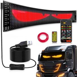 Devil Eyes Light for Cars, 4.7” x 23.4” Programmable Scrolling Sign, Flexible Digital Display, Bluetooth & Remote Control, Customizable Text & Animations for Car Windows, Store & Business Displays