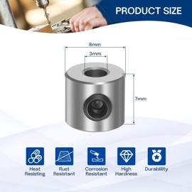 HiPicco Set Screw Collars, 5 Pack 3mm Bore Shaft Lock Collars, 8mm OD, 7mm Width, 304 Stainless Steel Landing Gear Stopper Wheel Collar, Includes Wrench