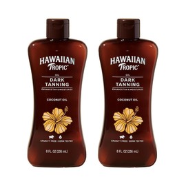 Hawaiian Tropic Dark Tanning Oil, 8Fl Oz | Moisturizing Body Oil with Cocoa Butter, Tan Enhancer, 8Fl Oz each Twin Pack