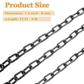 CYEAH 1/3" Stainless Steel Link Chain, Heavy Duty Chain 13 Ft Strong Chain Link Chain, Utility Metal Decorative Chain Camping Pet Dog Chain Hanging Chain for Sandbag, Hammock Chair, Swing