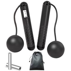 TirEurt Cordless Skipping Rope Adjustable Weights/Length Jumping Rope with Calorie Counter Smart Digital Wireless Skipping Rope For Adults Fitness Workout Equipment for Women Men Kids（Black）