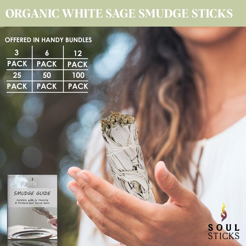 SOUL STICKS 4 Inch 12-Pack Organic California White Sage Smudge