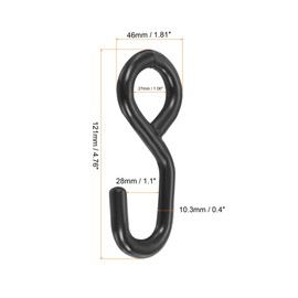 sourcing map Ratchet Strap S Hook 10.3mm Load 3306 Lbs for 1.2" Tie Down Strap Webbing Car Truck Trailer Black Pack of 4