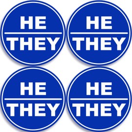 He They Pronouns Set of 4 Sticker Decal Notebook Car Laptop 2.75" (Color)
