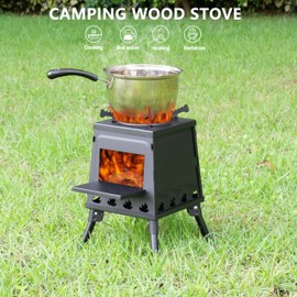 Camping Wood Stove, Portable Wood Burning Stove, Outdoor Camp Tent Heater, Small Stove with Carrying Bag, for Backpacking Cooking Heating Picnic hiking BBQ Travel RV