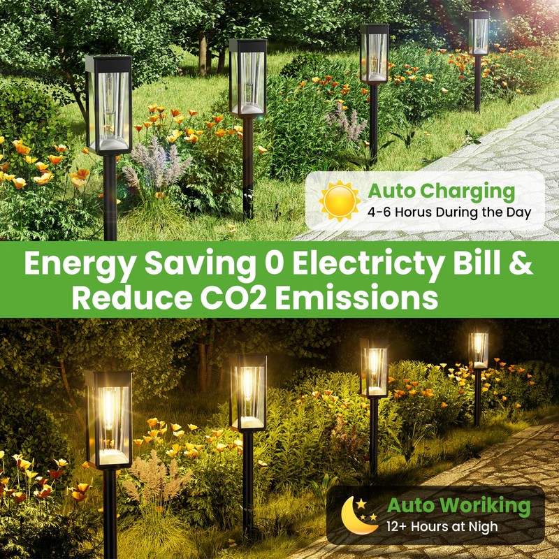 BITPOTT Solar Pathway Lights Outdoor, 8 Pack LED Warm White